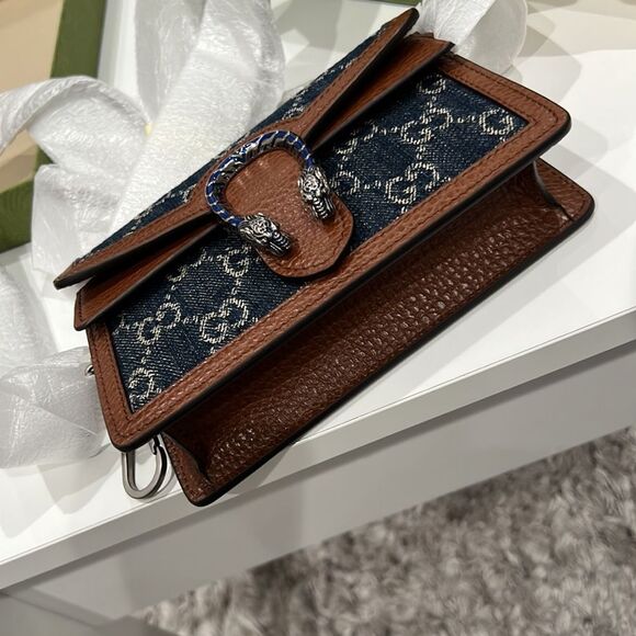 Gucci Super Mini Dionysus Jacquard leather/Denim Bag NWT - Picture 7 of 10